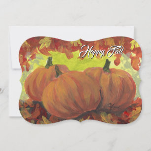 Tarjeta Festiva Calabazas de Acción de Gracias #1 Hojas de Otoño d