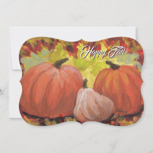 Tarjeta Festiva Calabazas de Acción de Gracias #2 hojas de otoño d