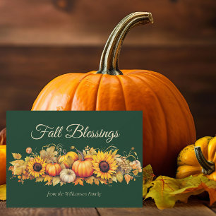 Tarjeta Festiva Calabazas de bendiciones de otoño personalizadas e