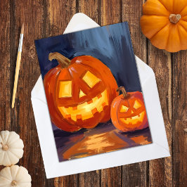 Tarjeta Festiva Calabazas de Jack-O-Lantern Halloween