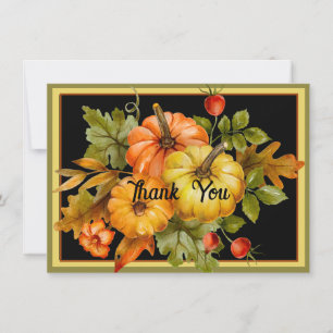 Tarjeta Festiva Calabazas de otoño y hojas de roble 