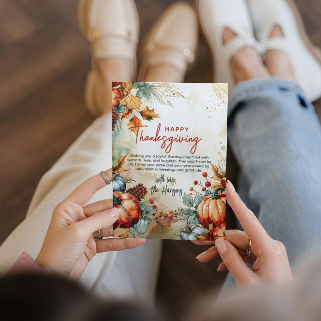 Tarjeta Festiva Calabazas otoñales y Personalizado de Acción de Gr (Subido por el creador)