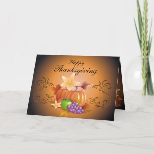 Tarjeta Festiva Calabazas y frutas de Acción de Gracias