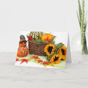 Tarjeta Festiva Calabazas y girasoles