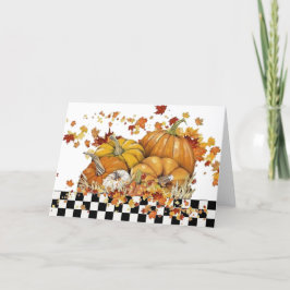 Tarjeta Festiva Calabazas y hojas