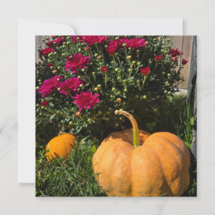 Tarjeta Festiva Calabazas y mamáes otoñales