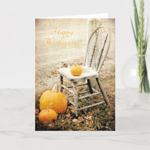 Tarjeta Festiva Calabazas y Silla, Acción de Gracias