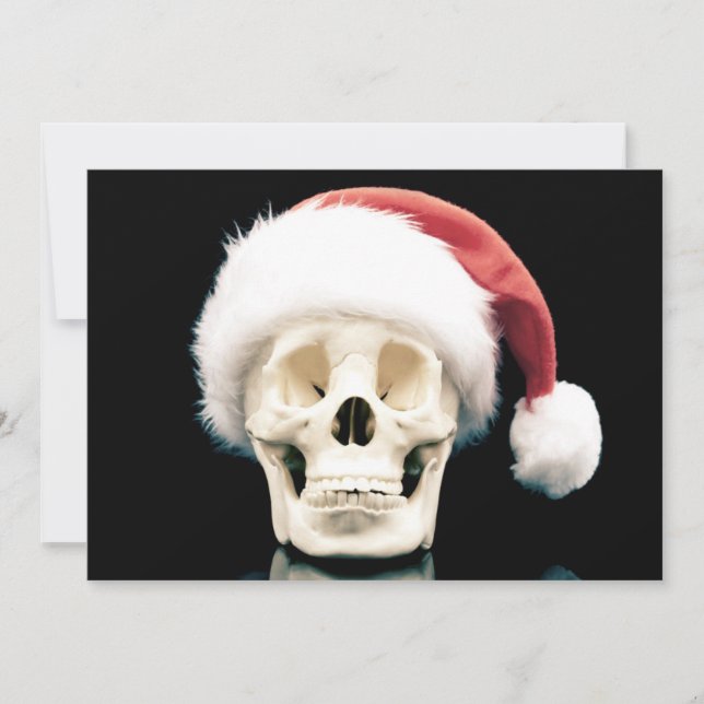 Tarjeta Festiva Calavera con sombrero de santa (Anverso)