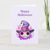 Calavera en un sombrero de bruja caprichoso Hallow