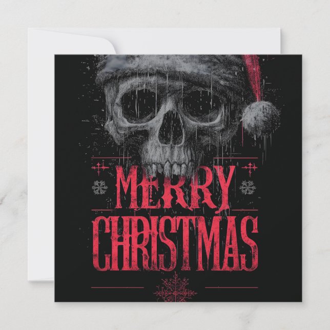 Tarjeta Festiva Calavera gótica grungy con un sombrero de Santa de (Anverso)