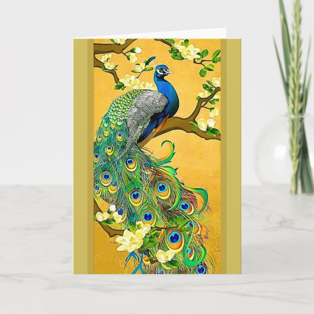 Tarjeta Festiva Calca azul india vintage (Anverso)