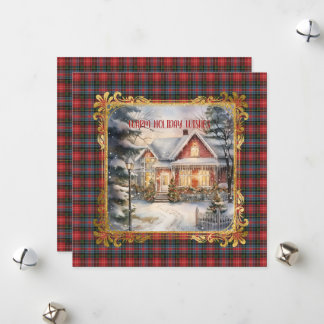 Tarjeta Festiva Caledonia Modern Scottish Tartan Christmas