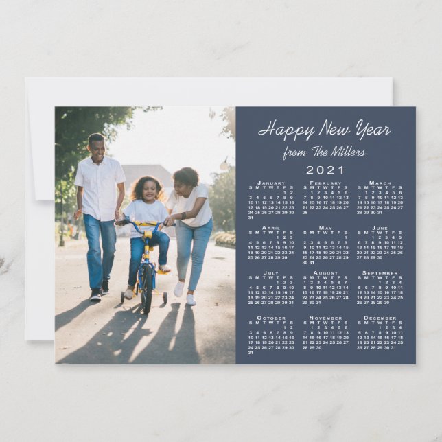 Tarjeta Festiva Calendario 2021 - Noche feliz de Año Nuevo (Anverso)