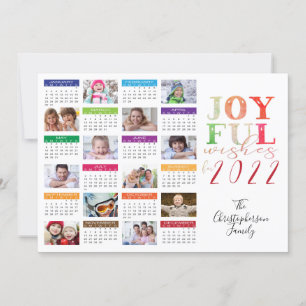 Tarjeta Festiva Calendario 2022 DESEOS ALEGRES Colaje de fotos