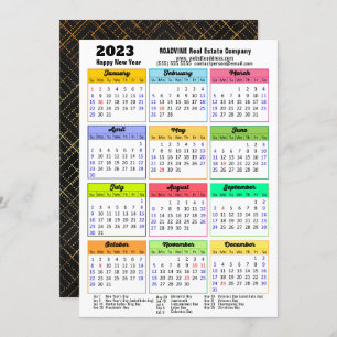 Tarjeta Festiva Calendario 2023 Modern Script Empresarial Minimali