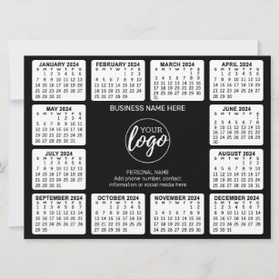Tarjeta Festiva Calendario 2024 con logotipo, Información de conta