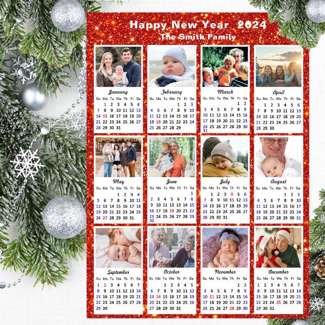 Tarjeta Festiva Calendario 2024 Festín Festividad de fotos familia (Subido por el creador)