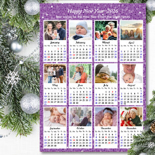 Tarjeta Festiva Calendario 2025 Festín de fotos familiares moderna