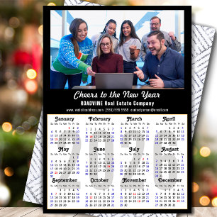 Tarjeta Festiva Calendario 2025 Foto de negocios Modern Black Mini