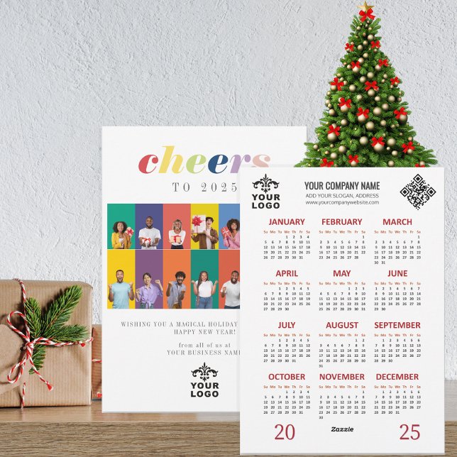 Tarjeta Festiva Calendario 2025 Moderno de Vacaciones Año Nuevo Fo (2025 Calendar Modern Holiday New Year Photo Holiday Card Business Swag Promotional Branded Marketing)