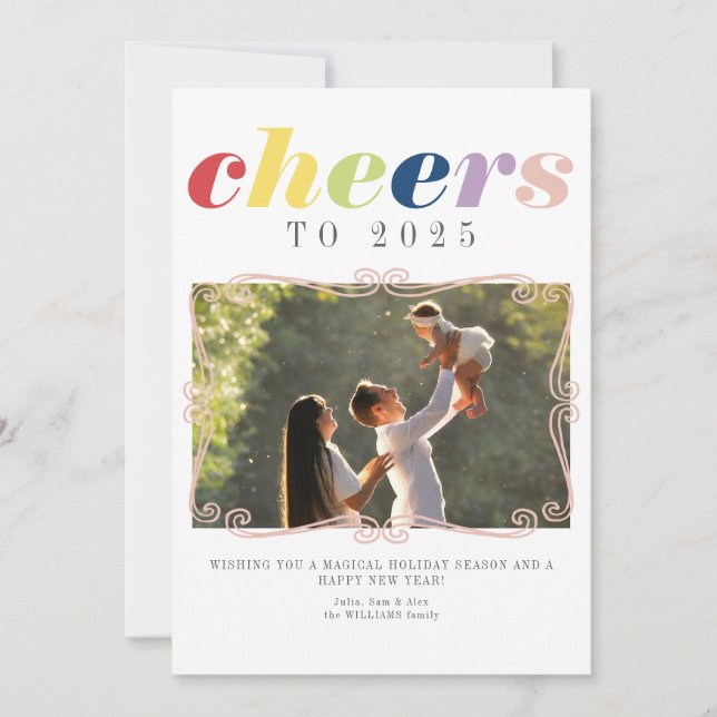 Tarjeta Festiva Calendario 2025 Moderno Vacaciones Año Nuevo 1 Fot (Anverso)