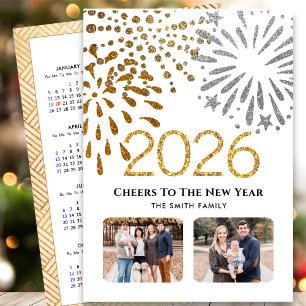 Tarjeta Festiva Calendario 2026 - Año Nuevo - Foto de la familia d