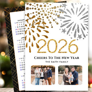 Tarjeta Festiva Calendario 2026 - Año Nuevo - Foto de la familia d