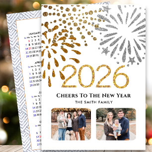 Tarjeta Festiva Calendario 2026 - Año Nuevo - Foto de la familia d