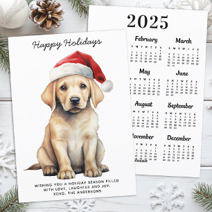 Tarjeta Festiva Calendario 2026 de Labrador Amarillo Perro Amante 