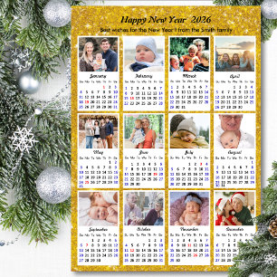 Tarjeta Festiva Calendario 2026 Familia Moderna 12 Fotos Festivo D