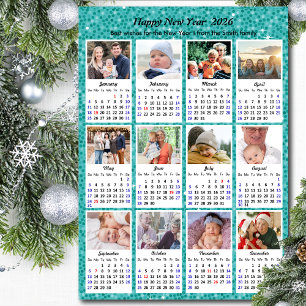 Tarjeta Festiva Calendario 2026 Festín de fotografía familiar mode