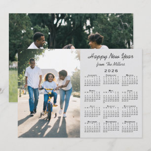 Tarjeta Festiva Calendario 2026 Fotos de Grey 2 Moderno Feliz Año