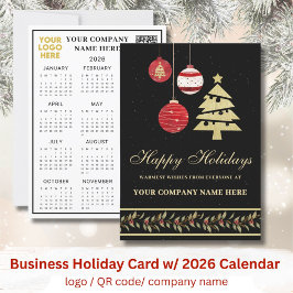 Tarjeta Festiva Calendario 2026 Logo comercial QR Festive