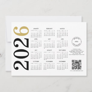 Tarjeta Festiva Calendario 2026 Logotipo empresarial Código QR Fel