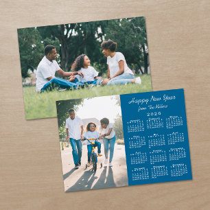 Tarjeta Festiva Calendario 2026 Modern Blue 2 Photo Happy Año Nuev