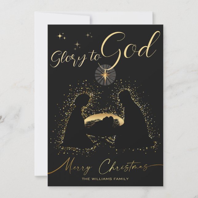 Tarjeta Festiva Calendario 2026 Natividad Manger Glory To God Scri (Anverso)