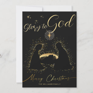 Tarjeta Festiva Calendario 2026 Natividad Manger Glory To God Scri
