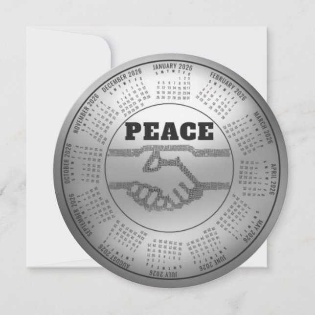 Tarjeta Festiva Calendario 2026 Paz (Anverso)