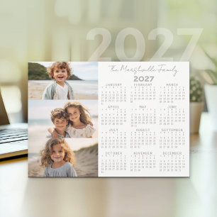 Tarjeta Festiva Calendario 2027 - 3 Fotos - Basic Grey Blanco