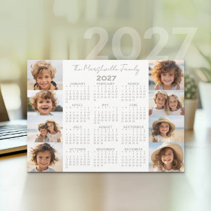 Tarjeta Festiva Calendario 2027 - 8 Fotos - Basic Grey Blanco