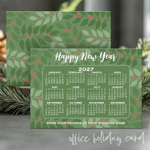 Tarjeta Festiva Calendario 2027 Botánica Moderna - Feliz Año Nuevo