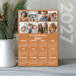 Tarjeta Festiva Calendario 2027 con 8 Fotos - Mod Minimal