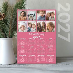 Tarjeta Festiva Calendario 2027 con 8 Fotos - Mod Minimal
