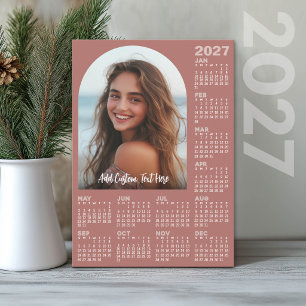 Tarjeta Festiva Calendario 2027 con Foto - Año Completo Terra Cott