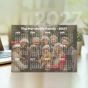Tarjeta Festiva Calendario 2027 con foto de fondo