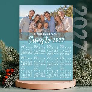 Tarjeta Festiva Calendario 2027 con Foto - Salud por el Año Nuevo