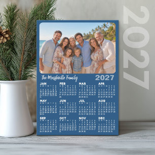 Tarjeta Festiva Calendario 2027 con Foto Texto Personalizado - Azu