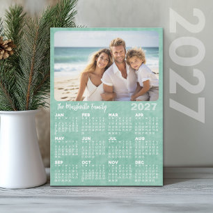 Tarjeta Festiva Calendario 2027 con Foto Texto Personalizado Playa