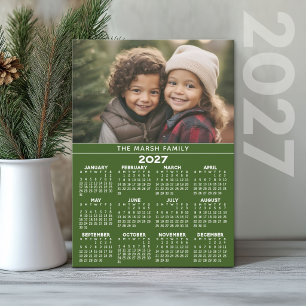 Tarjeta Festiva Calendario 2027 con Foto - Vista Anual Completa
