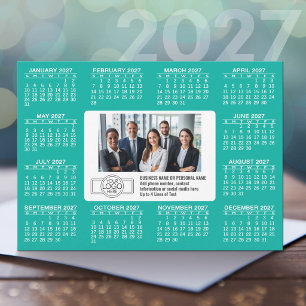 Tarjeta Festiva Calendario 2027 con información de contacto del lo